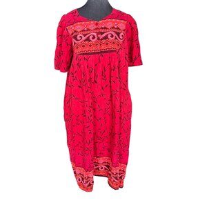Drapers & Damons Red Floral Print Cotton Short Sleeve Dress PM